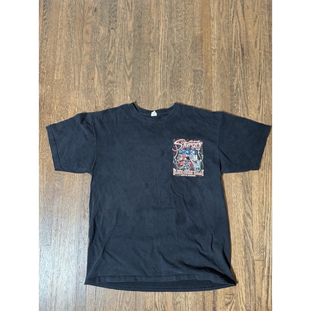 Anvil Vintage 2014 Sturgis Black Hills Rally Motorcycle T-Shirt Black XL 74th